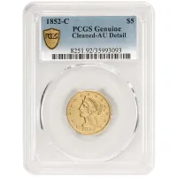 1852 C Liberty $5 Gold Half Eagle - PCGS AU Details Cleaned