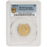 1852 C Liberty $5 Gold Half Eagle - PCGS AU Details Cleaned