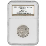 2004 D Wisconsin State Quarter - Extra Leaf Low - NGC MS65 - 015