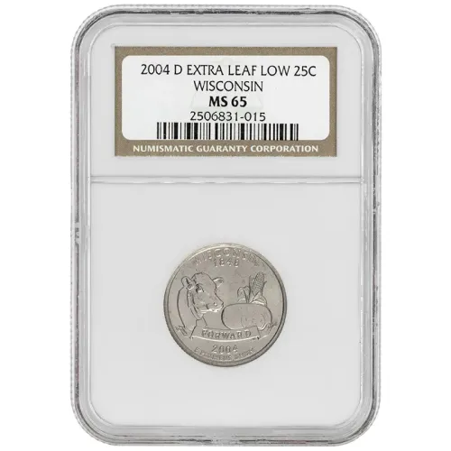 2004 D Wisconsin State Quarter - Extra Leaf Low - NGC MS65 - 015