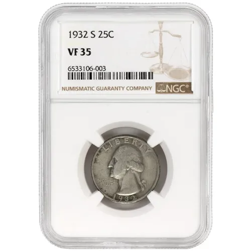 1932 S Washington Quarter - NGC VF 35