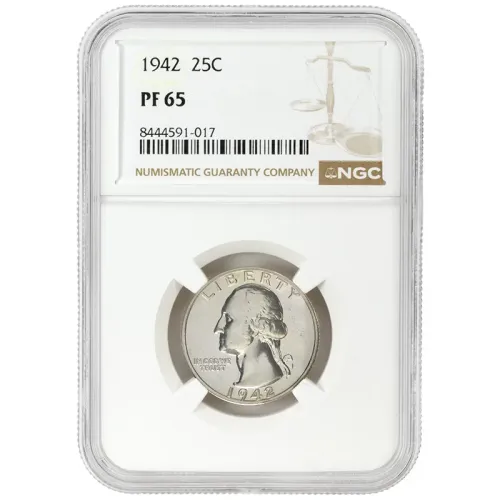 1942 Washington Quarter - NGC PF65