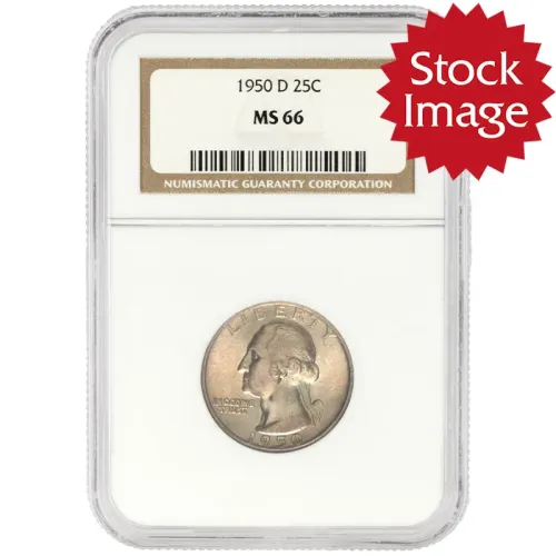 1950 D Washington Quarter - NGC MS66
