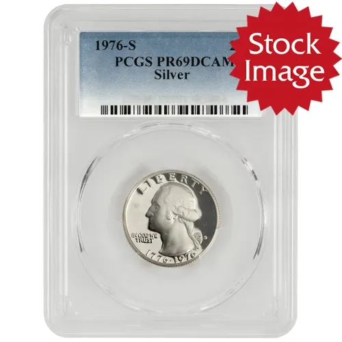 1976 S Proof Silver Bicentennial Washington Quarter PCGS PR 69 DCAM