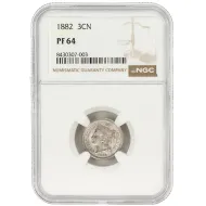 1882 3 Cent Nickel - NGC PF64