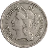 1868 3 Cent Nickel - Very Fine (VF)