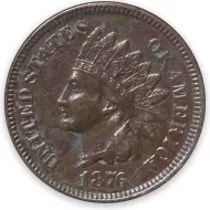 1876 Indian Head Penny - Extra Fine Detail - Corrosion