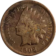 1908 S Indian Head Penny - F (Fine) Details - Cleaned #1