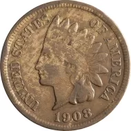 1908 S Indian Head Penny - VF (Very Fine) Details - Artificially Colored #1