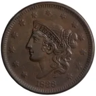 1838 Large Cent - Almost Uncirculated