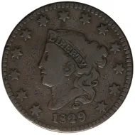 1829 Large Cent - Medium Letters - Fine Details - Improperly Cleaned