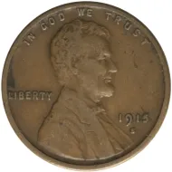 1915 S Lincoln Wheat Penny - Fine Details Obverse Damaged