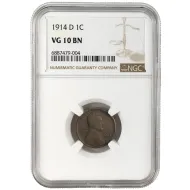 1914 D Lincoln Wheat Penny - NGC Very Good 10