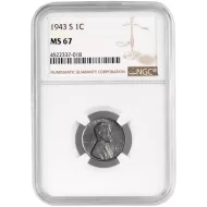 1943 S Lincoln Wheat Penny - NGC MS67