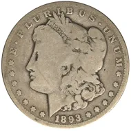 1893 CC Morgan Dollar - Very Good Details - Cleaned & Rim Ding