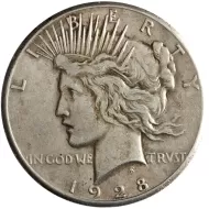 1928 Peace Dollar - Very Fine Details - Improperly Cleaned