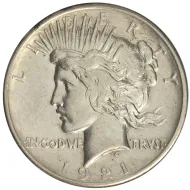 1921 Peace Dollar - VF Details - Improperly Cleaned