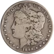 1892 S Morgan Dollar - Very Good Details Cleaned & Rim Ding