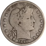 1896 S Barber Half Dollar - Very Good Details - Cleaned