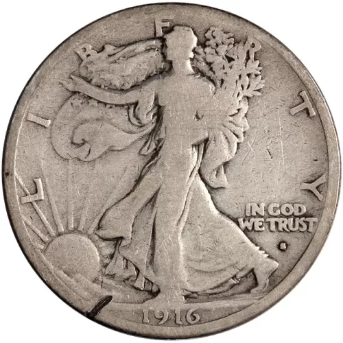 1916 S Walking Liberty Half Dollar - Very Good Details Damaged