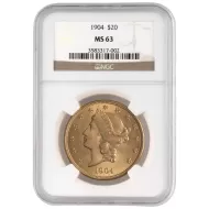 1904 $20 Liberty Gold Double Eagle - NGC MS63 - 002