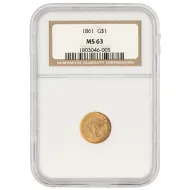 1861 $1 Gold Princess - NGC MS 63