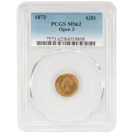1873 $1 Gold Liberty - Open 3 - PCGS MS62