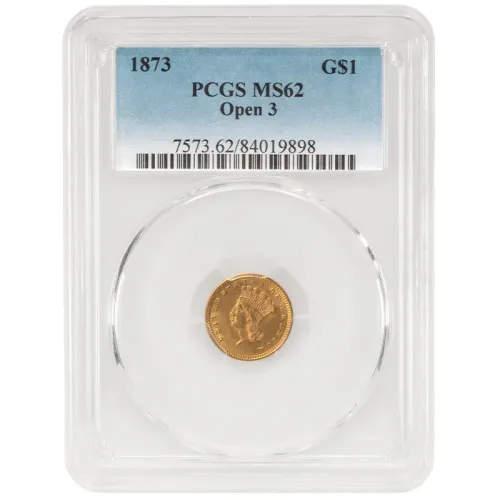 1873 $1 Gold Liberty - Open 3 - PCGS MS62