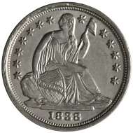1838 Seated Liberty Half Dime Large Stars - Almost Uncirculated (AU)
